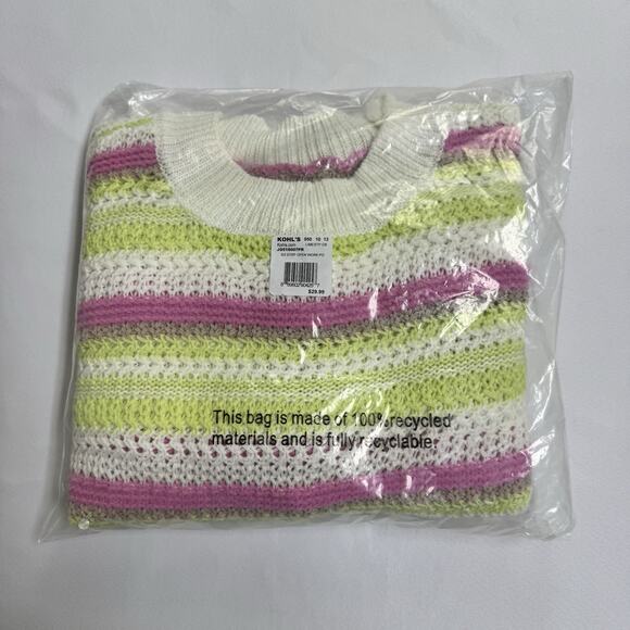 SO Long Sleeve Pullover Sweater Junior's Plus Size 1X Lime Stripe Combo - Picture 2 of 5